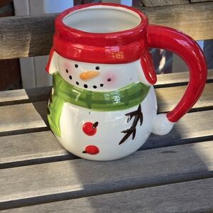 18 oz. Holiday Snowman Mug with Red Handle